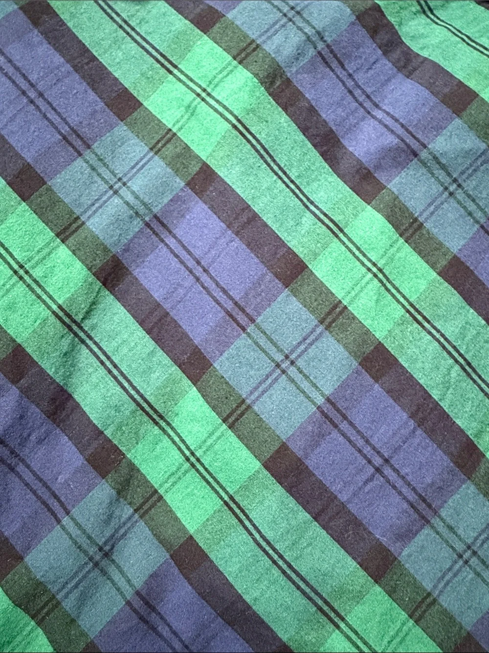 Gymboree Green & Navy Plaid Long-Sleeve Ruffle Top with Bow